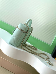 CHANEL 25S VANITY BAG 19.5 CM IN MINT GREEN LAMBSKIN