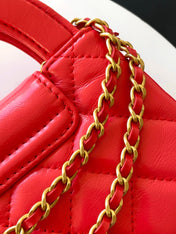CHANEL 25S MINI KELLY BAG 13 IN RED LAMBSKIN WITH GOLD HARDWARE