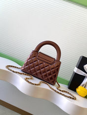 CHANEL 25S MINI KELLY BAG 19 IN BROWN METALLIC LAMBSKIN WITH GOLD HARDWARE