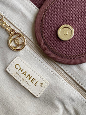 CHANEL 25S TOTE BAG 38 IN DARK RED CANVAS