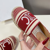 NEW FLAT FISHERMAN SHOES CARO RED COTTON CANVAS