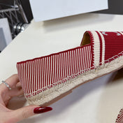 NEW FLAT FISHERMAN SHOES CARO RED COTTON CANVAS