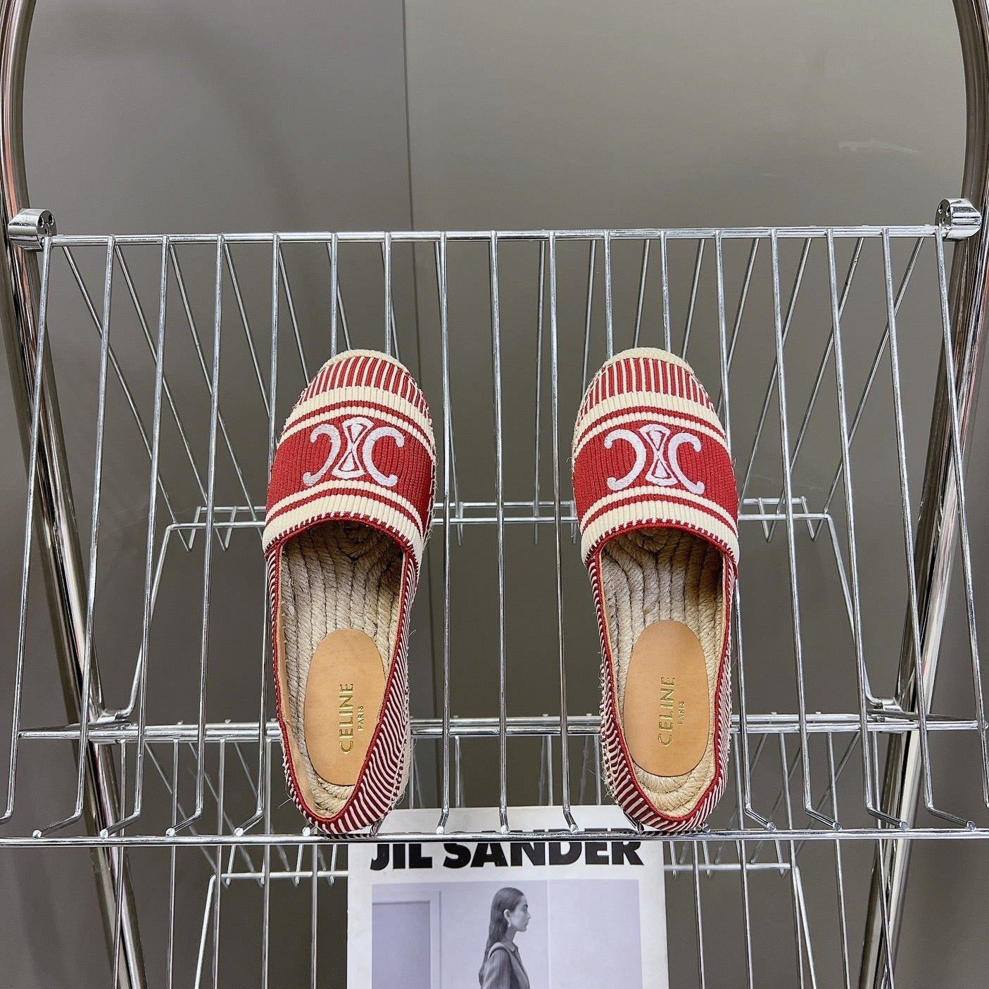 NEW FLAT FISHERMAN SHOES CARO RED COTTON CANVAS