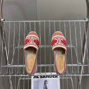 NEW FLAT FISHERMAN SHOES CARO RED COTTON CANVAS