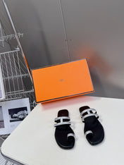 Georgia Sandals Silver Black Calfskin