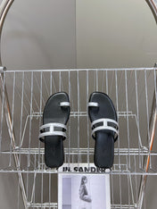 Georgia Sandals Silver Black Calfskin