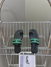 Georgia Sandals Teal Suede Black Calfskin