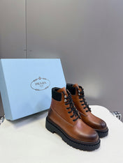 PRA LACE-UP BOOTS OMBRE CARAMEL CALFSKIN