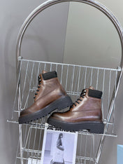 PRA LACE-UP BOOTS OMBRE CHOCOLATE CALFSKIN