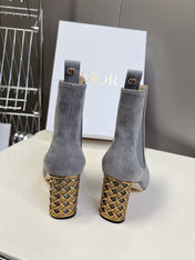 ICON HEELED ANKLE BOOT COOL GRAY SUEDE 8 CM