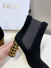 ICON HEELED ANKLE BOOT BLACK SUEDE 8 CM