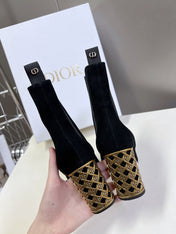 ICON HEELED ANKLE BOOT BLACK SUEDE 8 CM