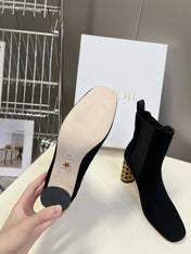 ICON HEELED ANKLE BOOT BLACK SUEDE 8 CM