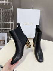 ICON HEELED ANKLE BOOT BLACK CALFSKIN 8 CM