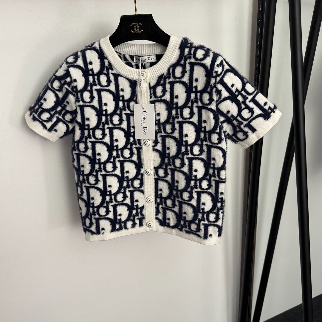 DIOR 25S SHORT-SLEEVE KNITTED CARDIGAN STYLE 330