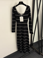 CHANEL 25S STRIPED KNIT SWEATER DRESS 335
