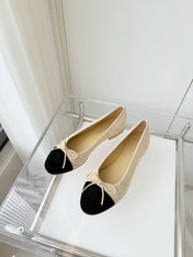 BALLET FLAT IN LIGHT YELLOW MIX BLACK SUEDE