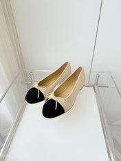 BALLET FLAT IN LIGHT YELLOW MIX BLACK SUEDE