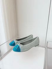BALLET FLAT IN CERULEAN BLUE MIX PEARL GRAY SUEDE
