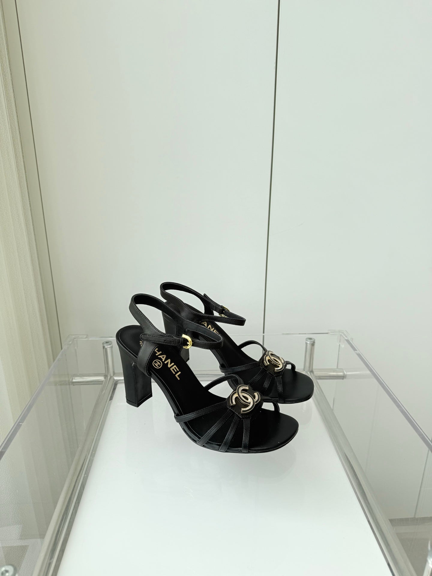 HIGH HEEL SANDALS 85 MM IN BLACK LAMBSKIN
