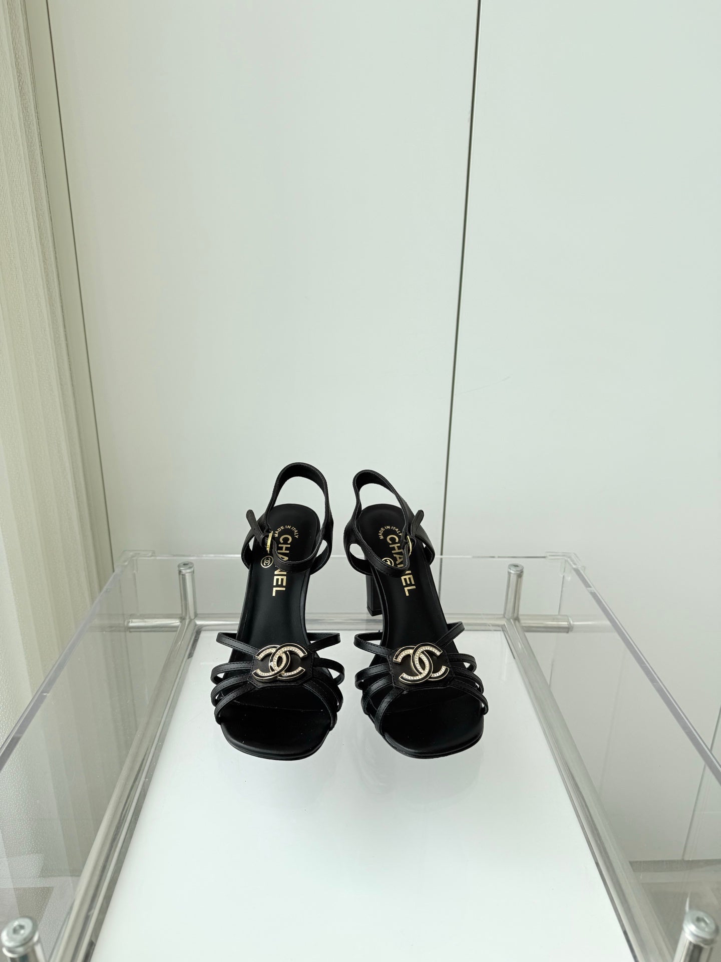 HIGH HEEL SANDALS 85 MM IN BLACK LAMBSKIN