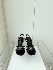 HIGH HEEL SANDALS 85 MM IN BLACK LAMBSKIN