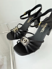 HIGH HEEL SANDALS 85 MM IN BLACK LAMBSKIN