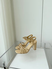 HIGH HEEL SANDALS 85 MM IN FLAX YELLOW LAMBSKIN