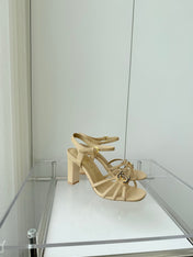 HIGH HEEL SANDALS 85 MM IN FLAX YELLOW LAMBSKIN