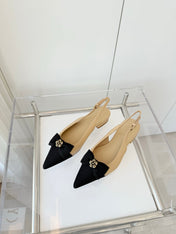 SLINGBACKS 18 MM IN BEIGE CALFSKIN MIX BLACK CANVAS