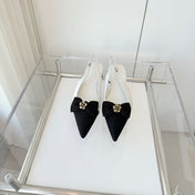 SLINGBACKS 18 MM IN WHITE CALFSKIN MIX BLACK CANVAS