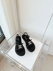 FLAT SANDALS IN BLACK SOFT LEATHER