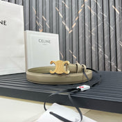 CL TRIOMPHE 25 MM BELT IN OLIVE GREEN CALFSKIN GOLD HARDWARE