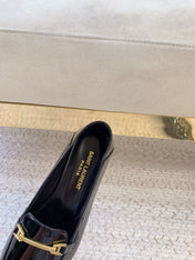 LOAFERS WITH GOLD HARDWARE IN BLACK GLOSSY CALFSKIN