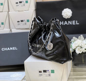 CC 19 HOBO BAG 43CM BLACK GOATSKIN SILVER HARDWARE