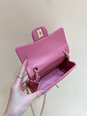 CHANEL 25S FLAP BAG 20 CM IN PINK LAMBSKIN WITH GOLD HARDWARE