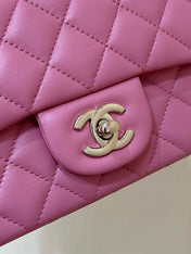 CHANEL 25S FLAP BAG 20 CM IN PINK LAMBSKIN WITH GOLD HARDWARE