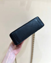 25S CHANEL TOTE CROSSBODY BAG 19 IN BLACK CALFSKIN WITH METAL HANDLE