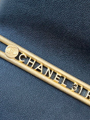 25S CHANEL TOTE CROSSBODY BAG 19 IN BLACK GLOSSY LEATHER WITH METAL HANDLE