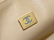 CHANEL 25S FLAP BAG 17 CM IN LIGHT BEIGE LAMBSKIN WITH GOLD HARDWARE