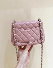 CHANEL 25S FLAP BAG 17 CM IN LIGHT PINK LAMBSKIN WITH GOLD HARDWARE