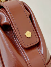 CHANEL TOP HANDLE BAG 18 IN BROWN OIL-WAX LAMBSKIN GOLD HARDWARE