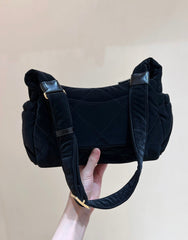 HOBO BAG 32 IN BLACK NYLON WITH GOLD METAL