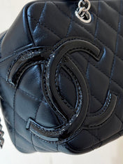 25S CHANEL CAMBON BOSTON BAG 21 IN BLACK CALFSKIN SILVER HARDWARE