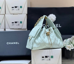 CHANEL 25S HANDBAG IN PALE CYAN 30 CALFSKIN GOLD HARDWARE