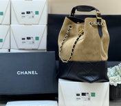CHANEL 25S SHOPPING BAG 33 IN BROWN AND BLACK SUEDE CALFSKIN