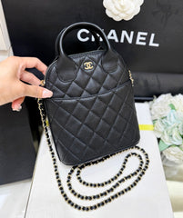 CHANEL 25S CLUTCH WITH CHAIN 18 IN BLACK CALFSKIN GOLD HARDWARE