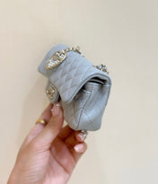 CHANEL 25S FLAP CHARM BAG 13 IN SKY BLUE LAMBSKIN