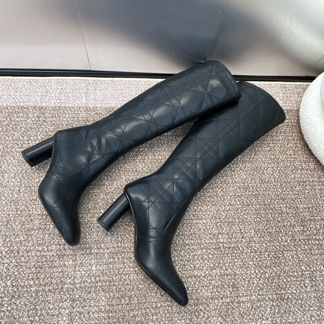 DIOR 25S D-SHADOW COUTURE SERIES BOOTS 90MM IN BLACK CALFSKIN