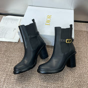 DIOR 25S MONTAIGNE MEDIUM BOOTS 70MM IN BLACK CALFSKIN